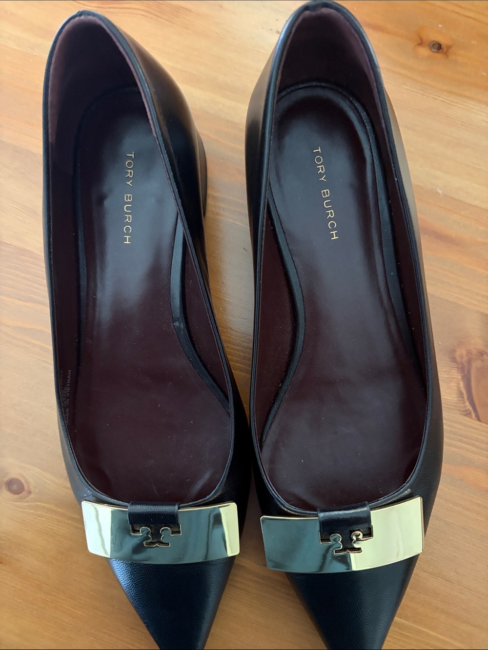 Tory Burch Black Pointed Toe Block Heels with Dust Bag - Picture 9 of 10
